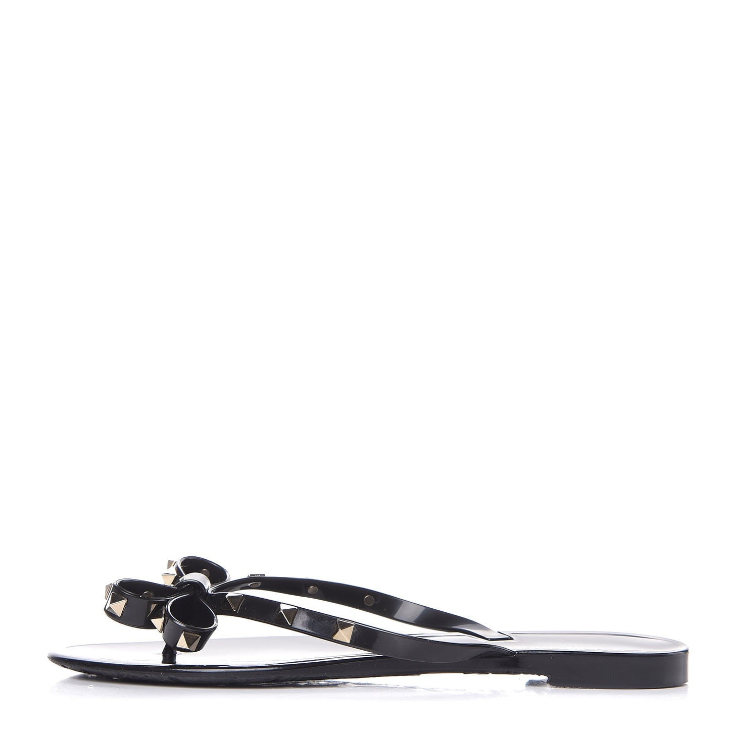 PVC Jelly Rockstud Bow Thong Sandals 41 Black