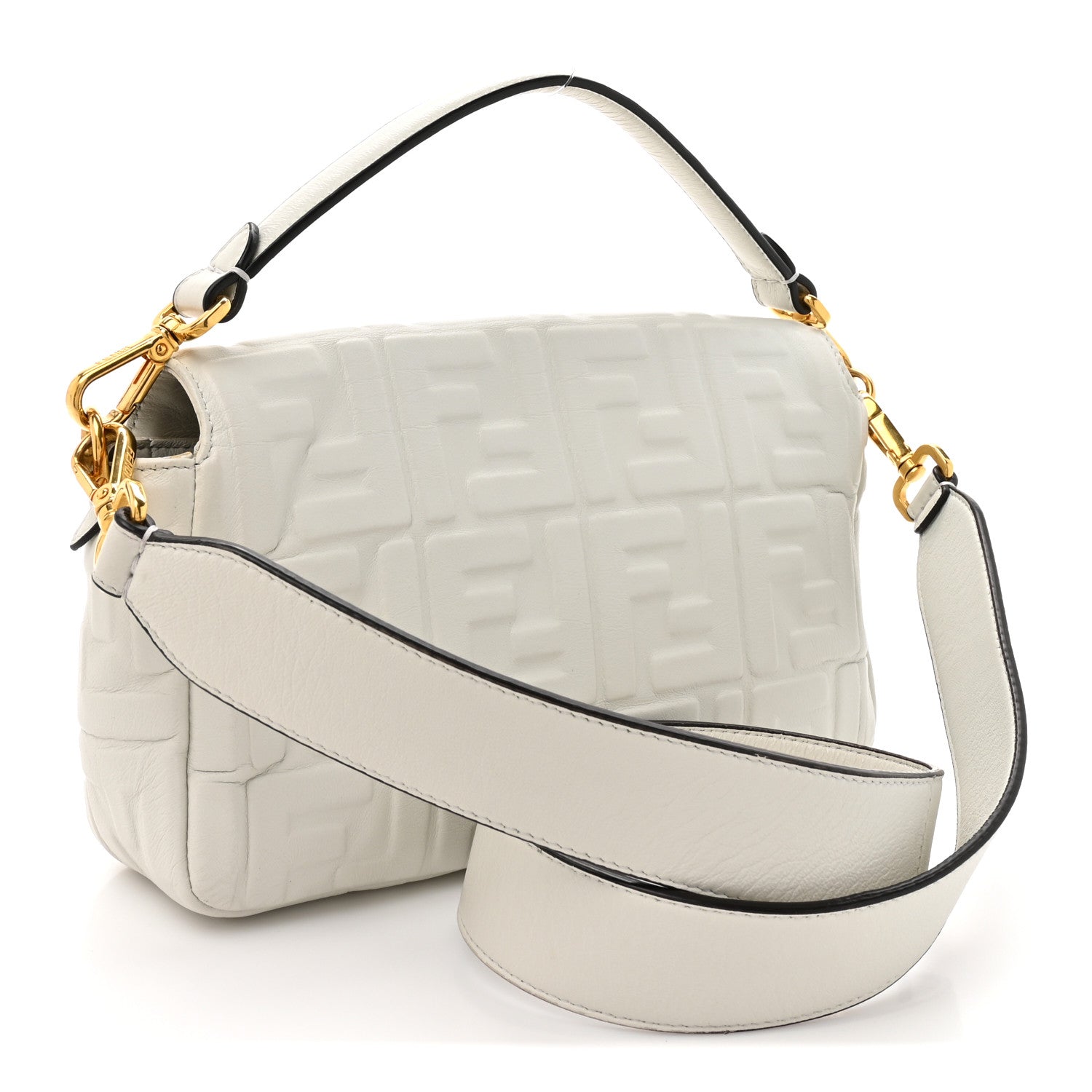 Fendi Nappa FF 1974 Embossed Baguette White 3 of 16