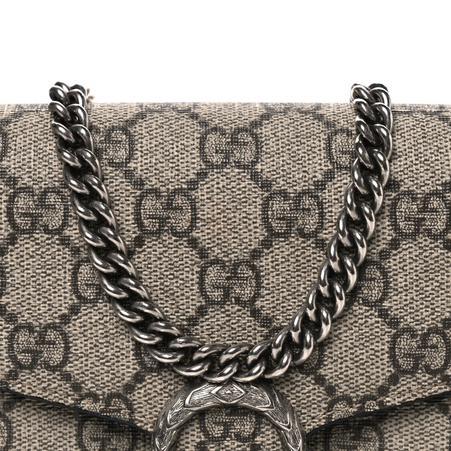 GG Supreme Monogram Mini Dionysus Chain Wallet Beige Black