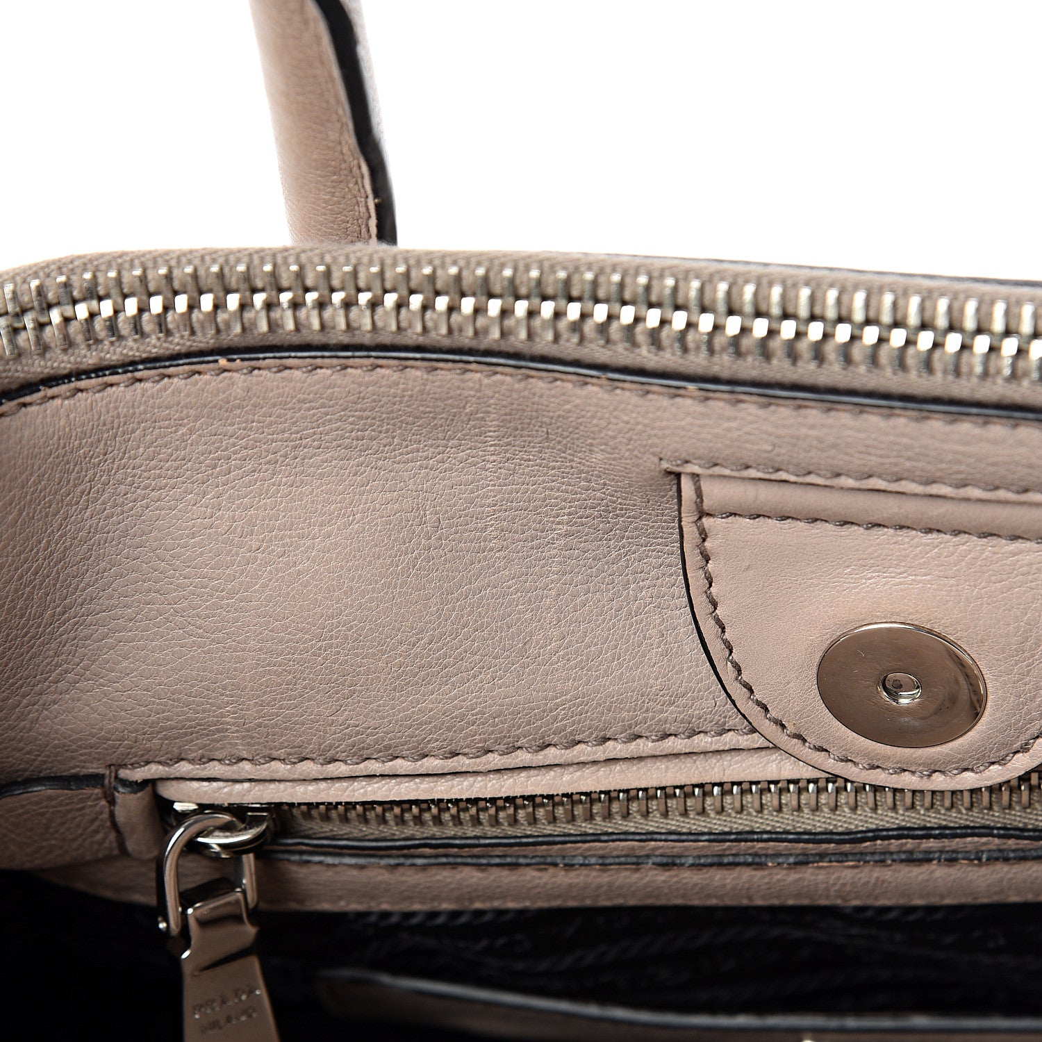 Prada Glace Calf Suede Twin Pocket Tote Pomice 13 of 21