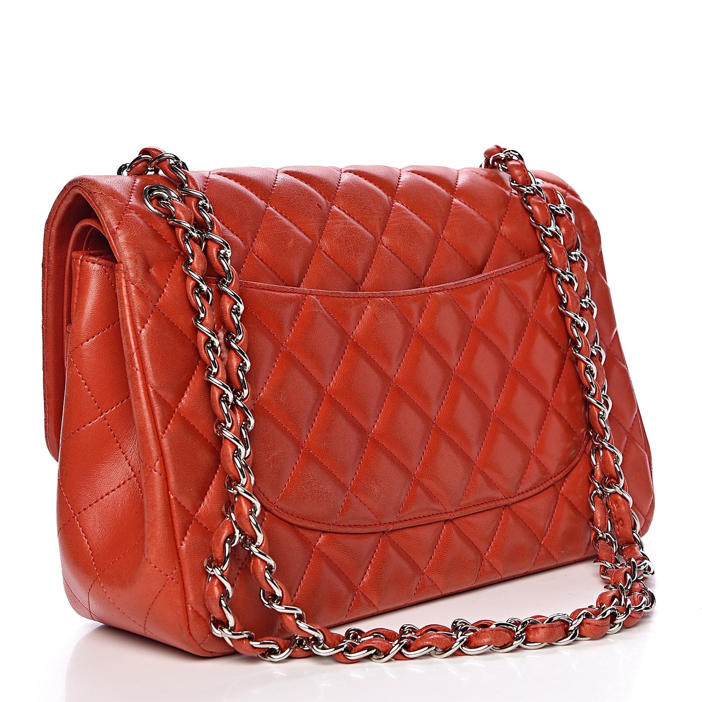 Lambskin Quilted Jumbo Double Flap Red