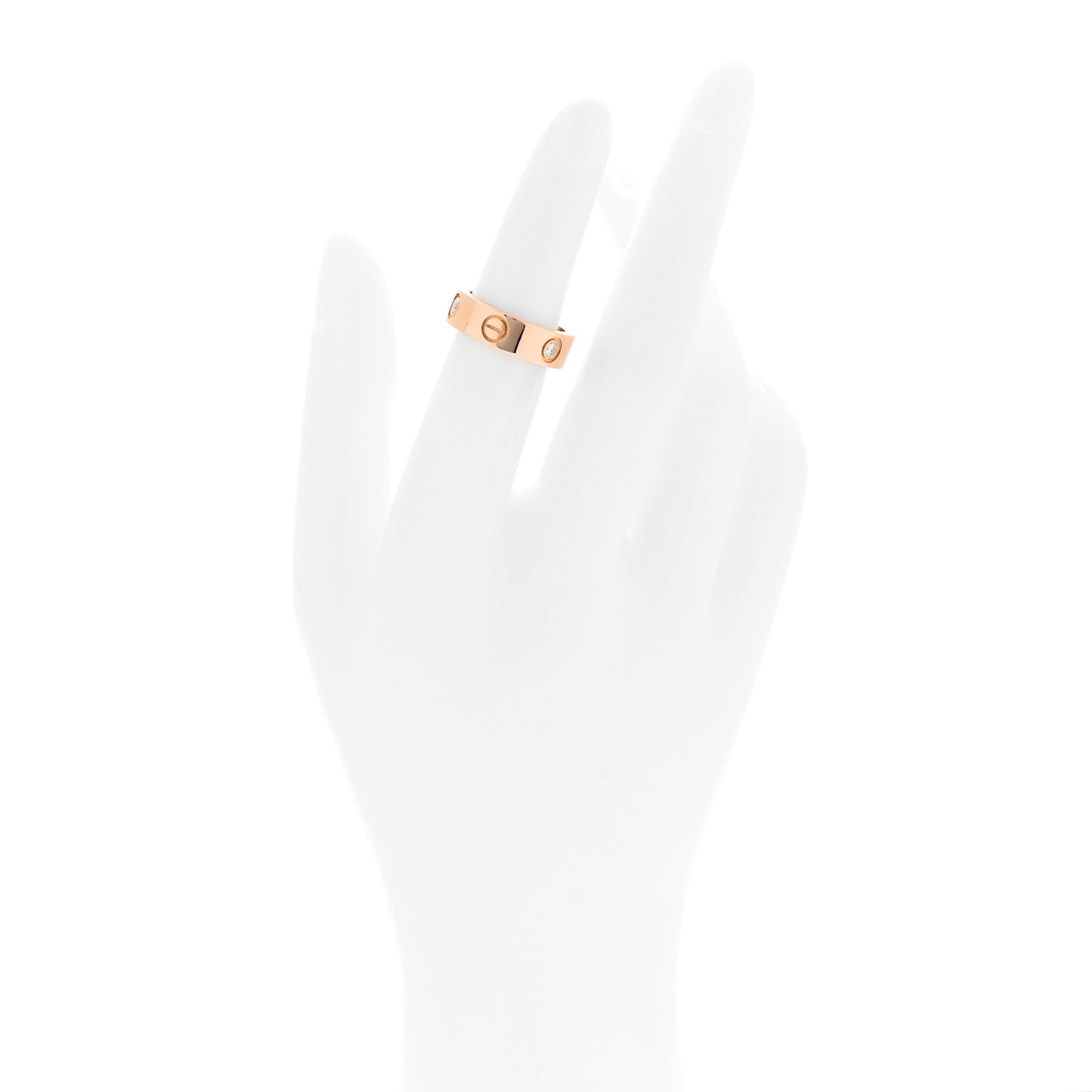 18K Pink Gold 3 Diamond 5.5mm LOVE Ring 49 4.75