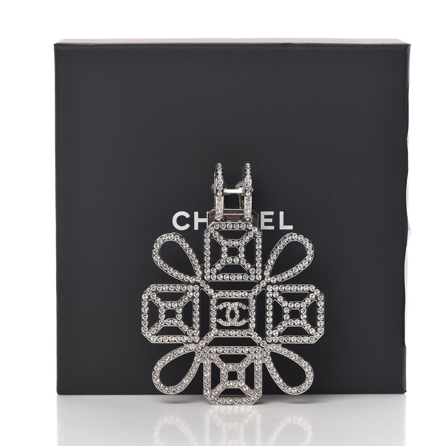 Chanel Crystal CC Brooch White Light Gold 5 of 5