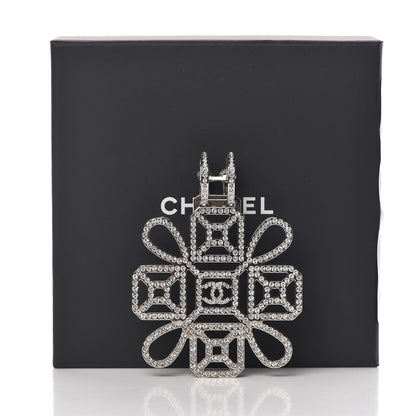 Chanel Crystal CC Brooch White Light Gold 5 of 5