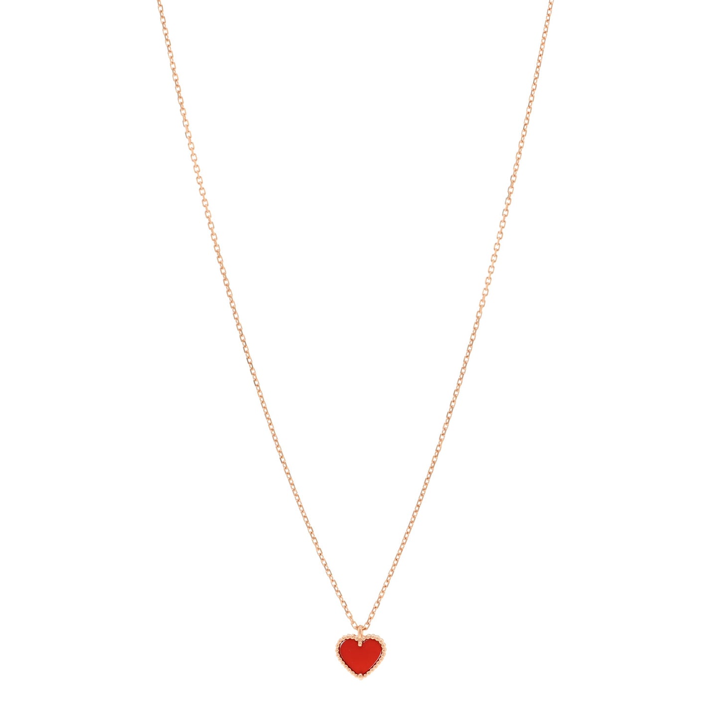 18k Rose Gold Carnelian Sweet Alhambra Heart Pendant Necklace
