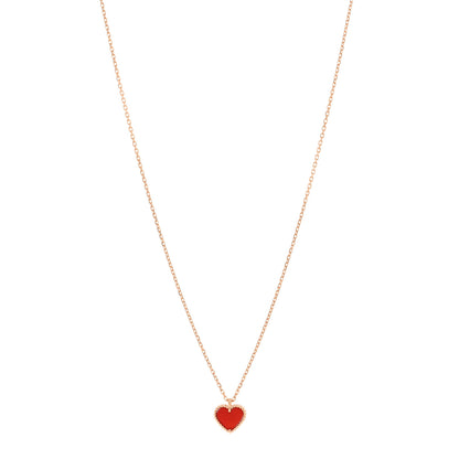 Van Cleef & Arpels 18k Rose Gold Carnelian Sweet Alhambra Heart Pendant Necklace 1 of 6