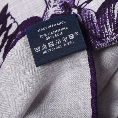 Hermes Cashmere Silk Jungle Love Tattoo Shawl 140 Gris Chine Iris 6 of 6