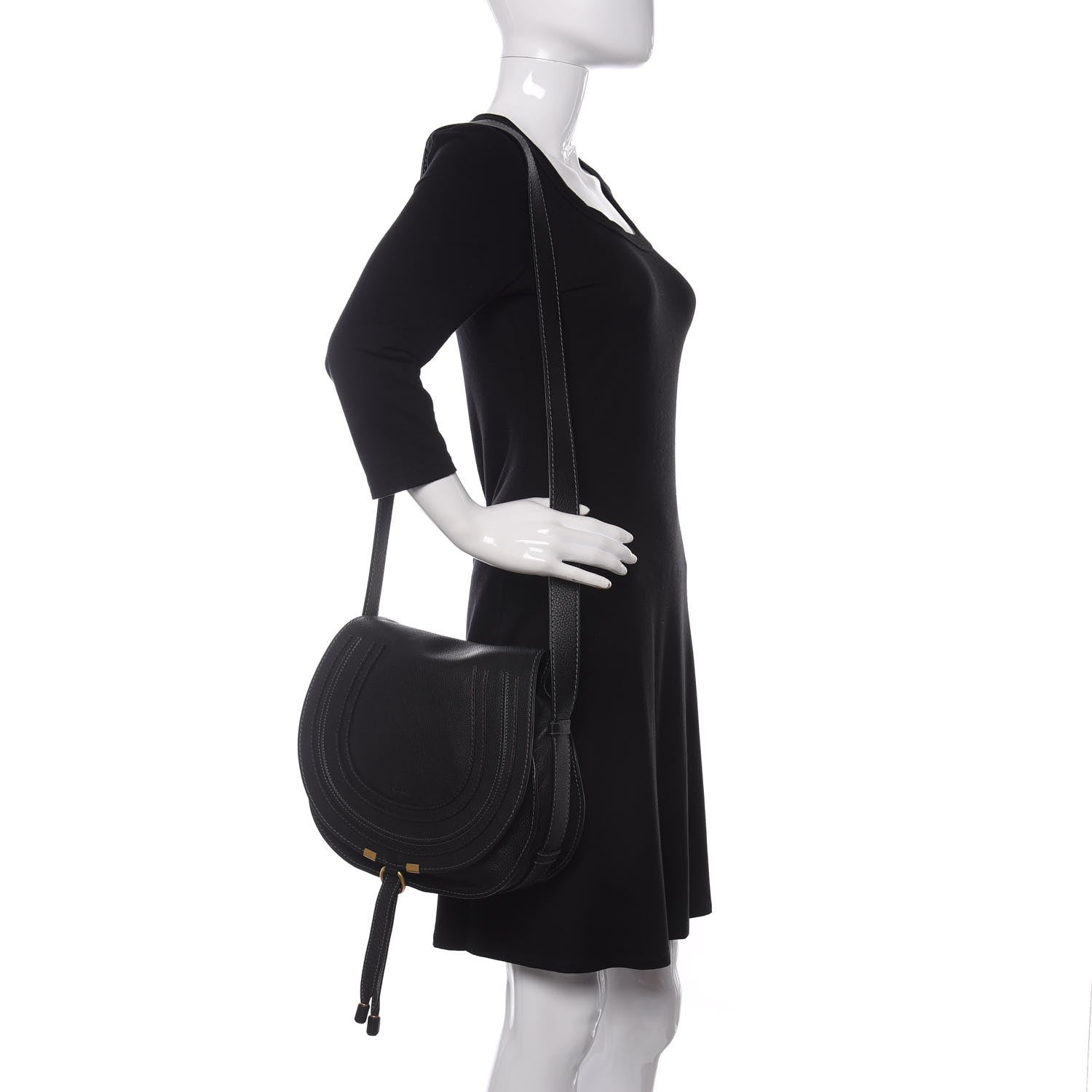 Chloe Calfskin Medium Marcie Round Crossbody Bag Black 2 of 9