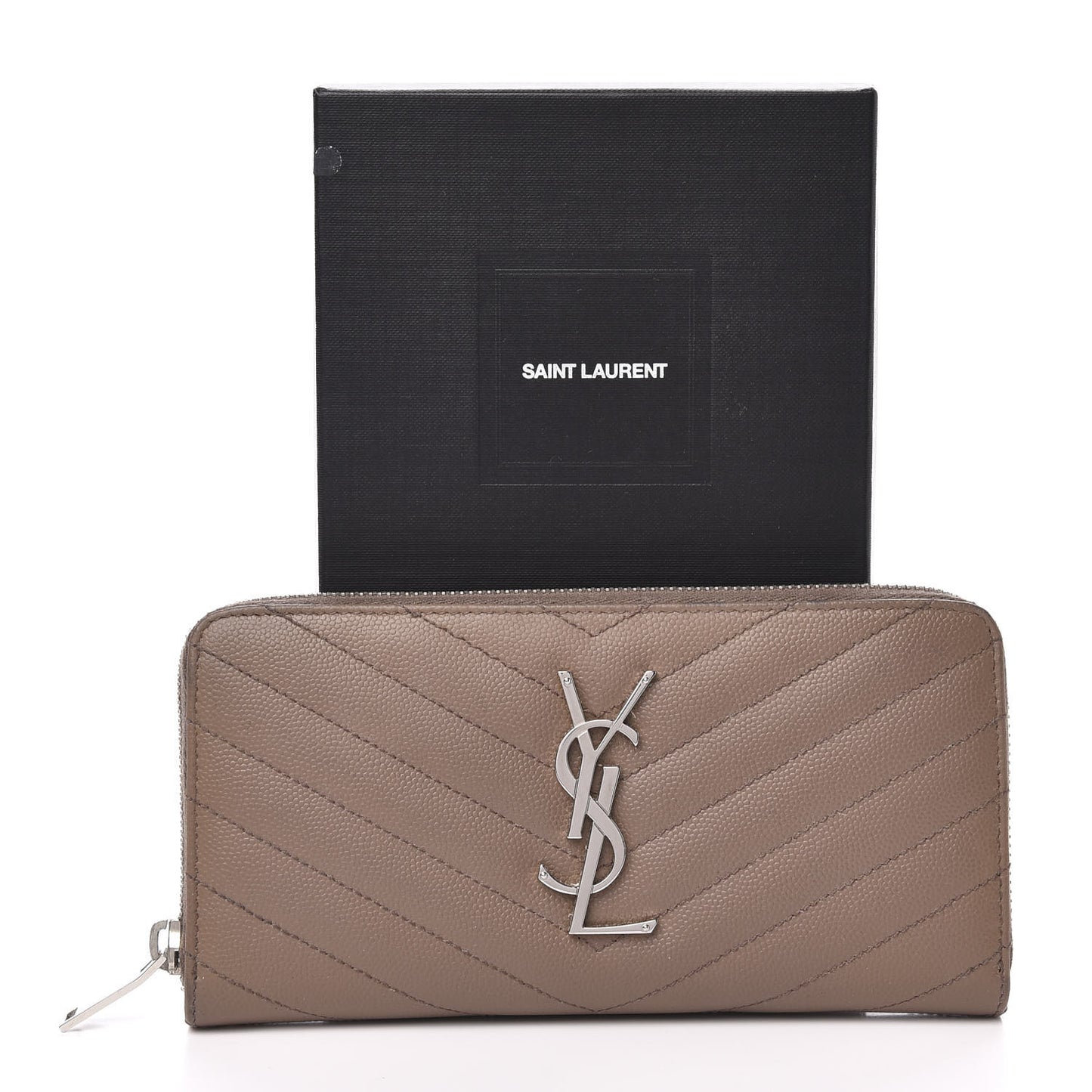 Grain De Poudre Matelasse Chevron Monogram Zip Around Wallet Fard