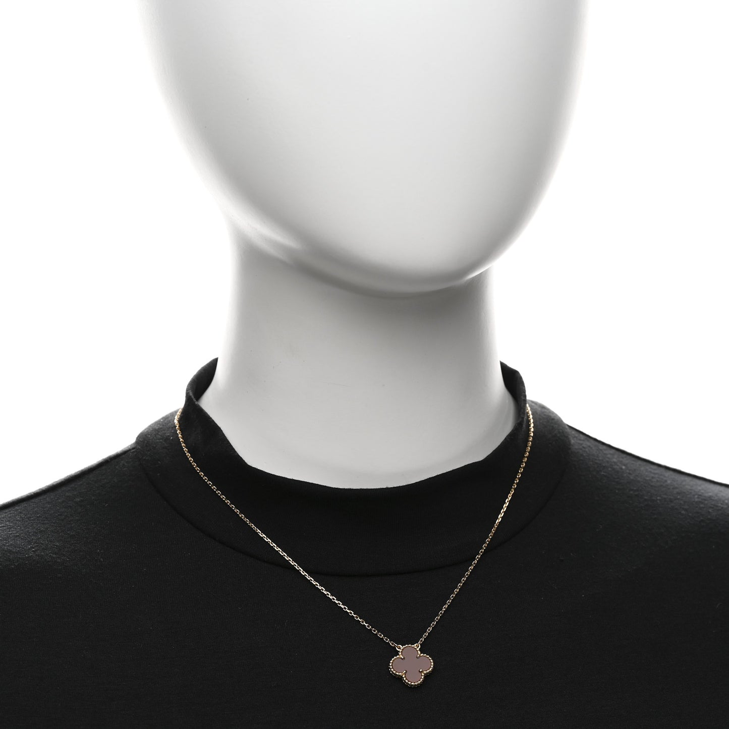 18K Yellow Gold Carnelian Vintage Alhambra Pendant Necklace