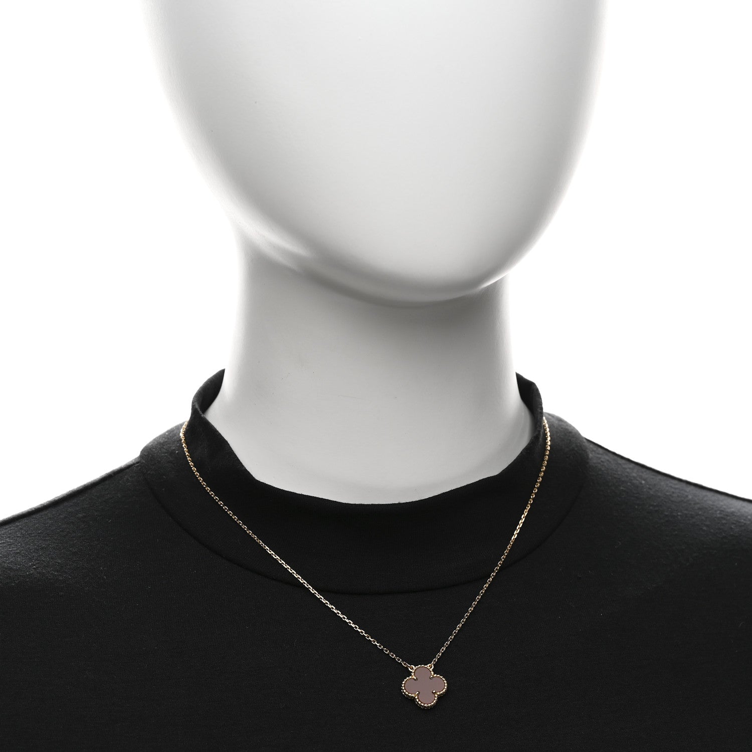 Van Cleef & Arpels 18K Yellow Gold Carnelian Vintage Alhambra Pendant Necklace 2 of 6