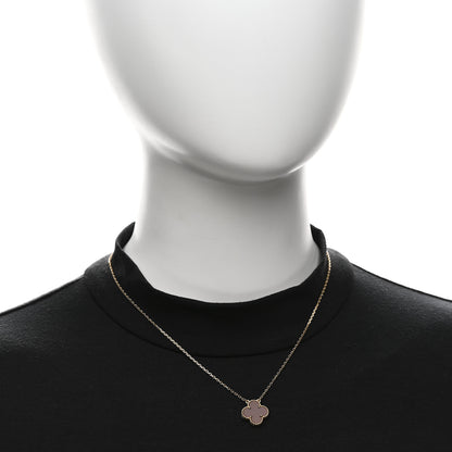 Van Cleef & Arpels 18K Yellow Gold Carnelian Vintage Alhambra Pendant Necklace 2 of 6