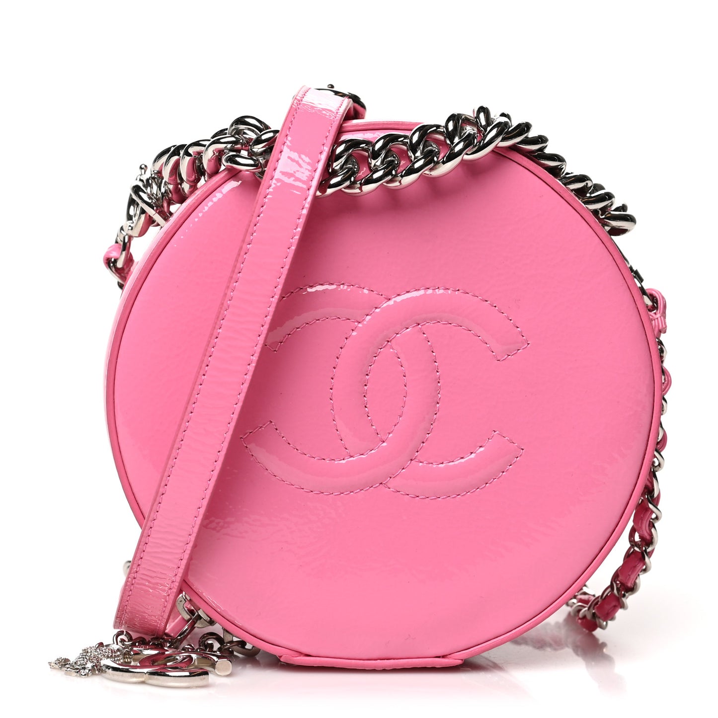Patent Round As Earth Evening Bag Pink