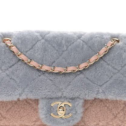 Chanel Shearling Sheepskin Single Flap Gray Pink Beige 7 of 12