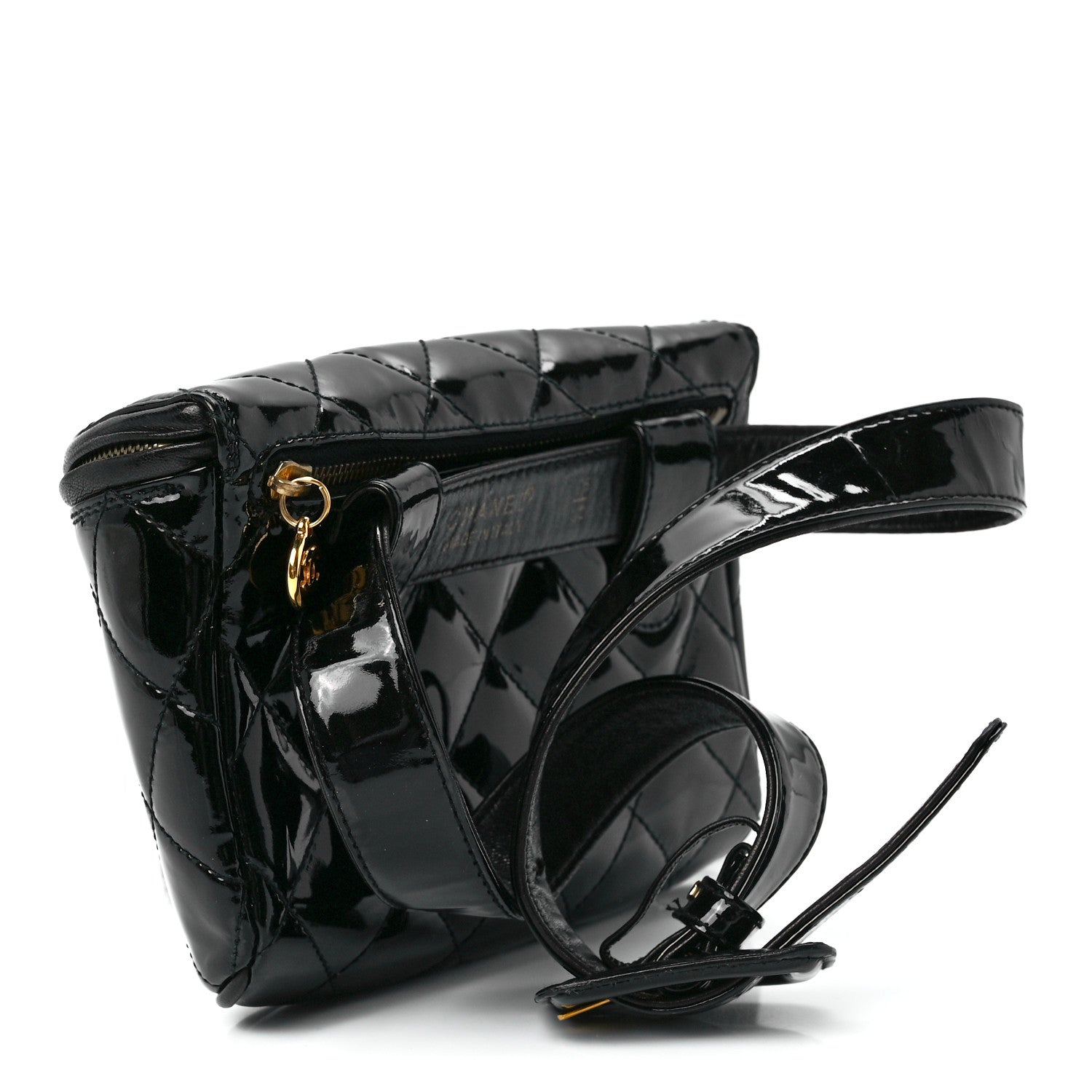 Chanel Patent Calfskin Quilted Waist Belt Bag 75 30 Black 2 of 11