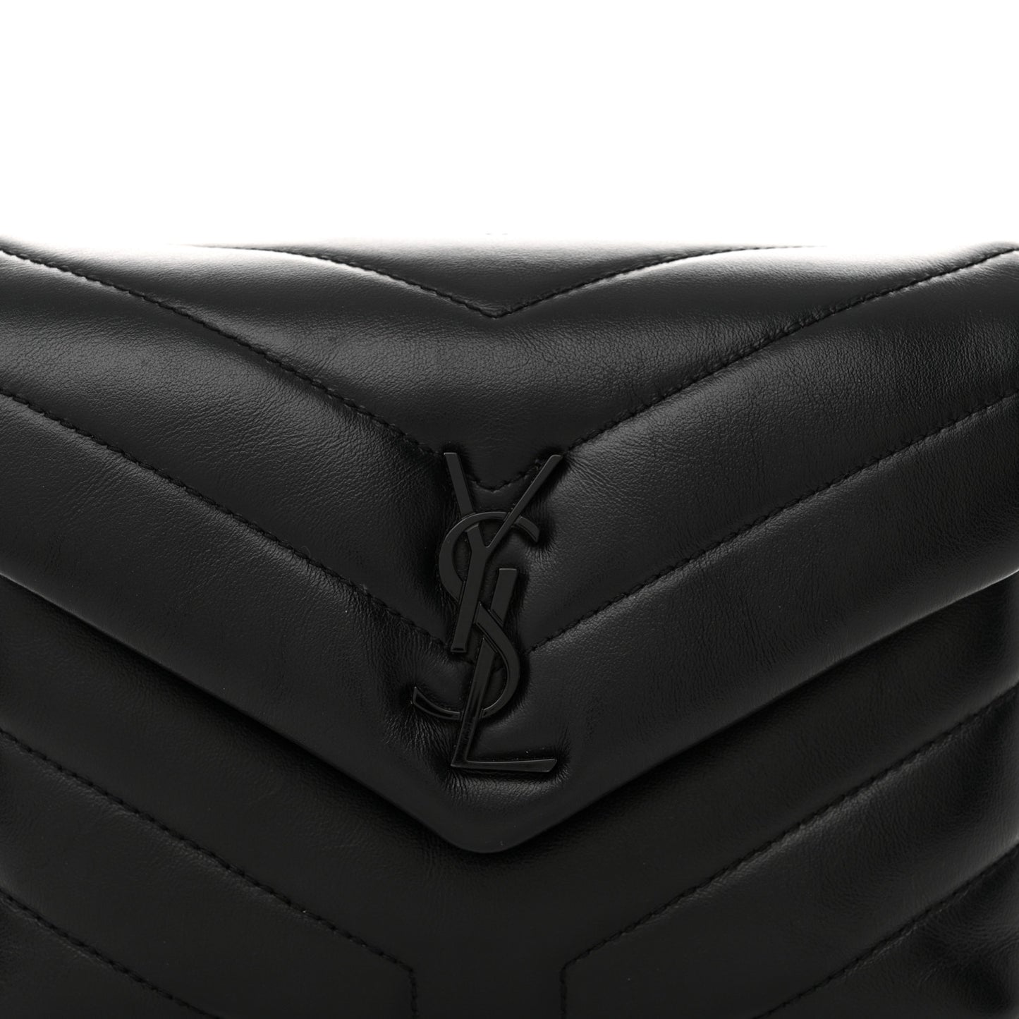 Calfskin Y Quilted Monogram Monochrome Toy Loulou Crossbody Bag Black
