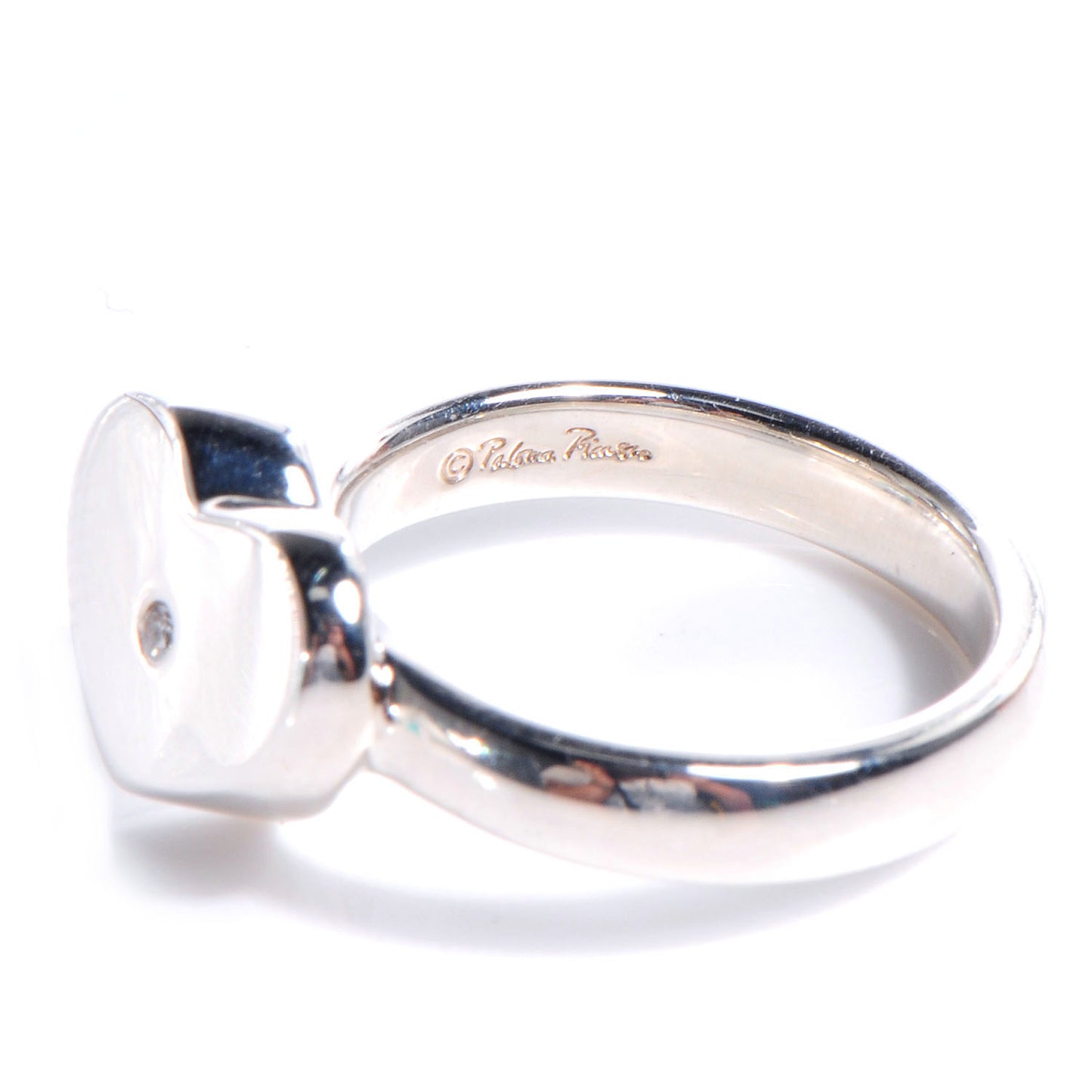 Sterling Silver Modern Heart Diamond Ring 5.5