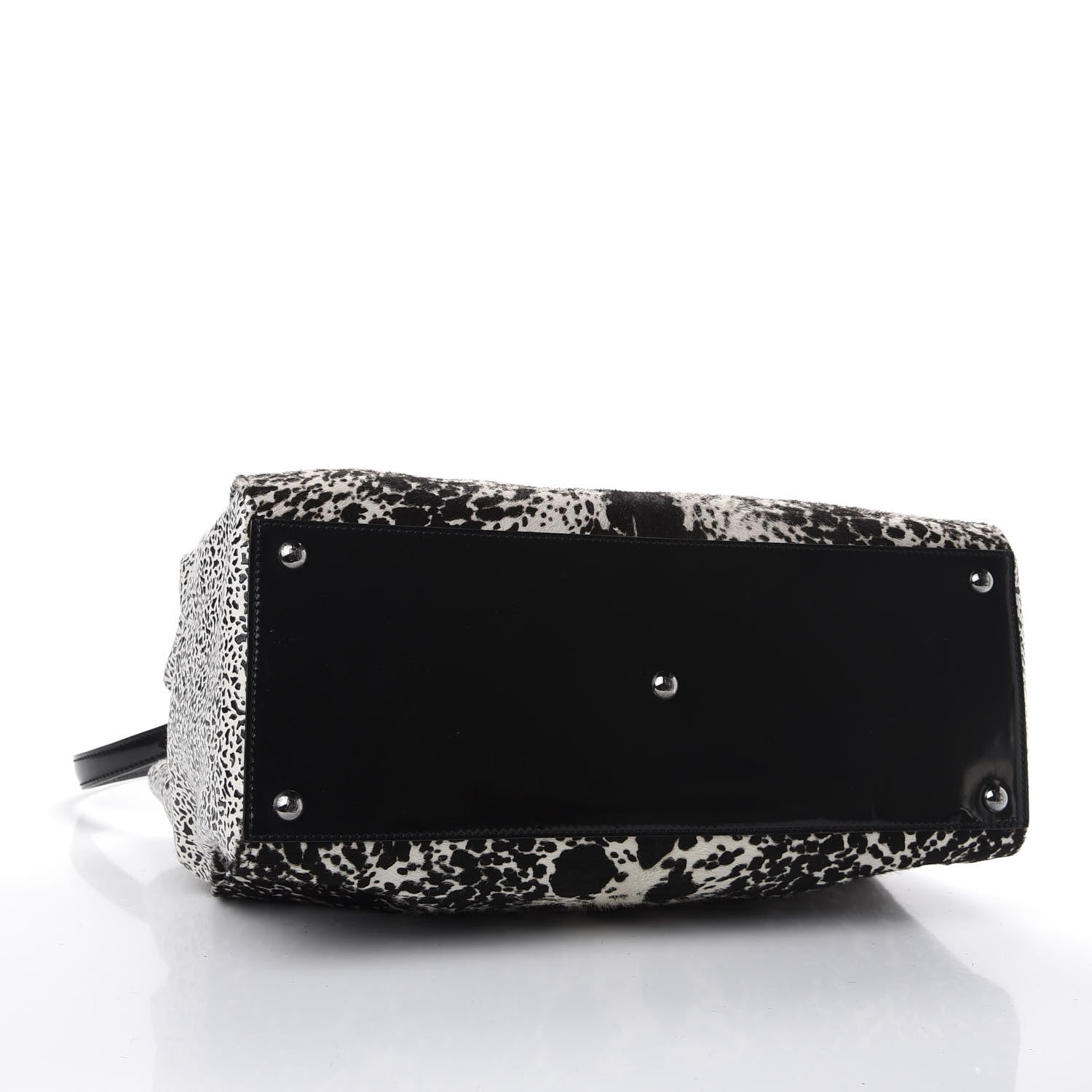 Fendi Calf Hair Patent Regular 2jours Tote Black White 3 of 12