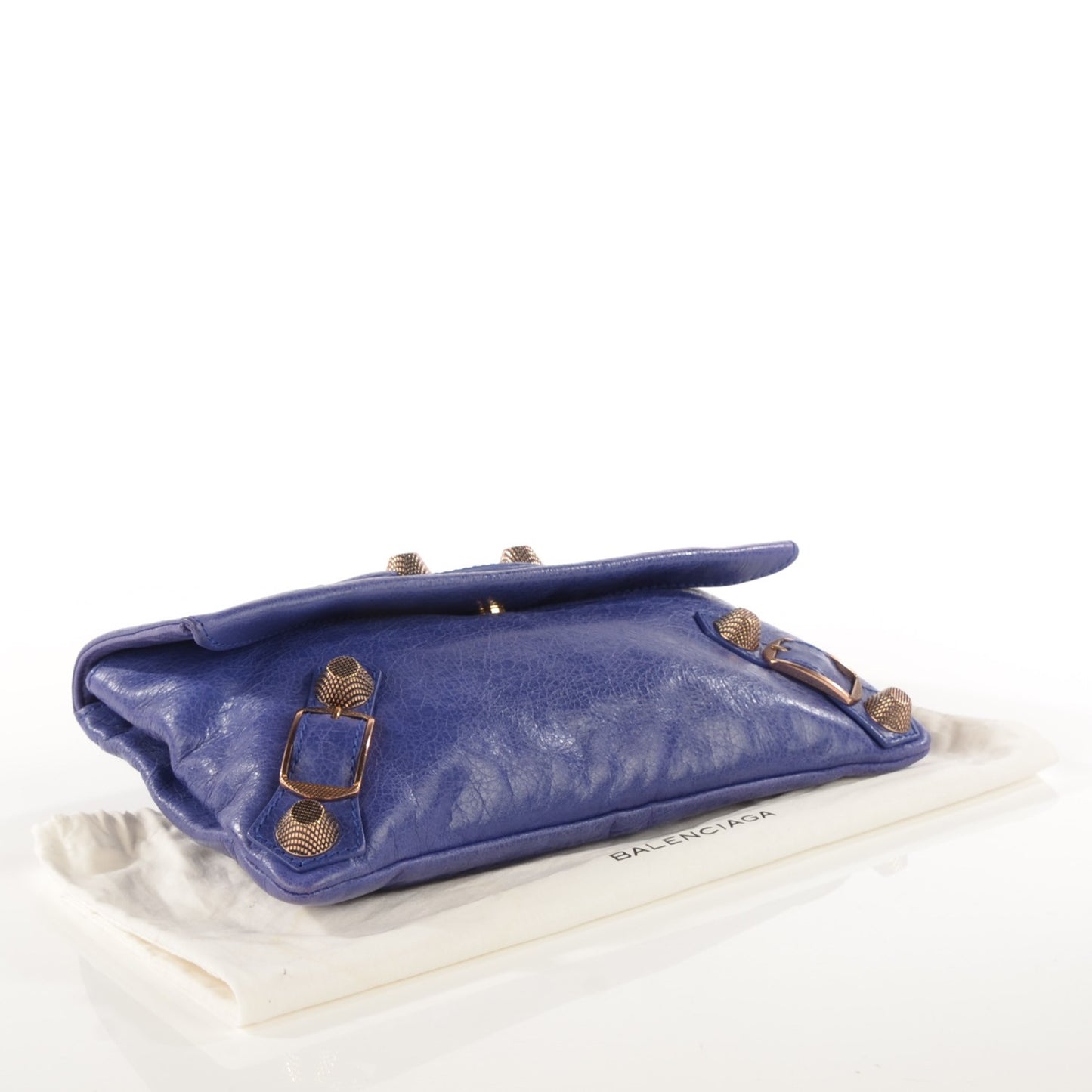 Agneau Giant 21 Rose Gold Hardware Envelope Clutch Bleu Lavande