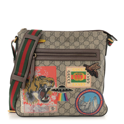 Gucci Soft GG Supreme Monogram Courrier Web Medium Flat Messenger Bag Beige New Acero Multicolor 1 of 10