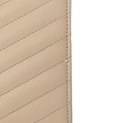 Saint Laurent Grain De Poudre Matelasse Chevron Monogram Chain Wallet Deep Beige 9 of 11