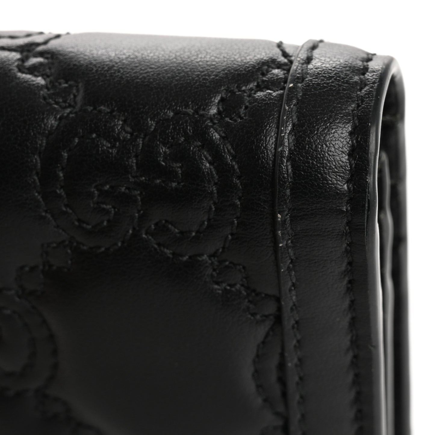 Calfskin GG Matelasse Card Case Wallet Black