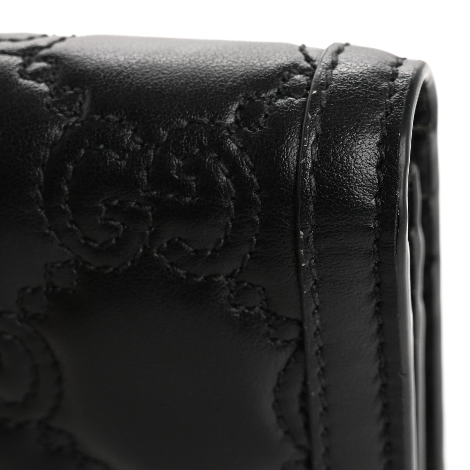 Gucci Calfskin GG Matelasse Card Case Wallet Black 10 of 11