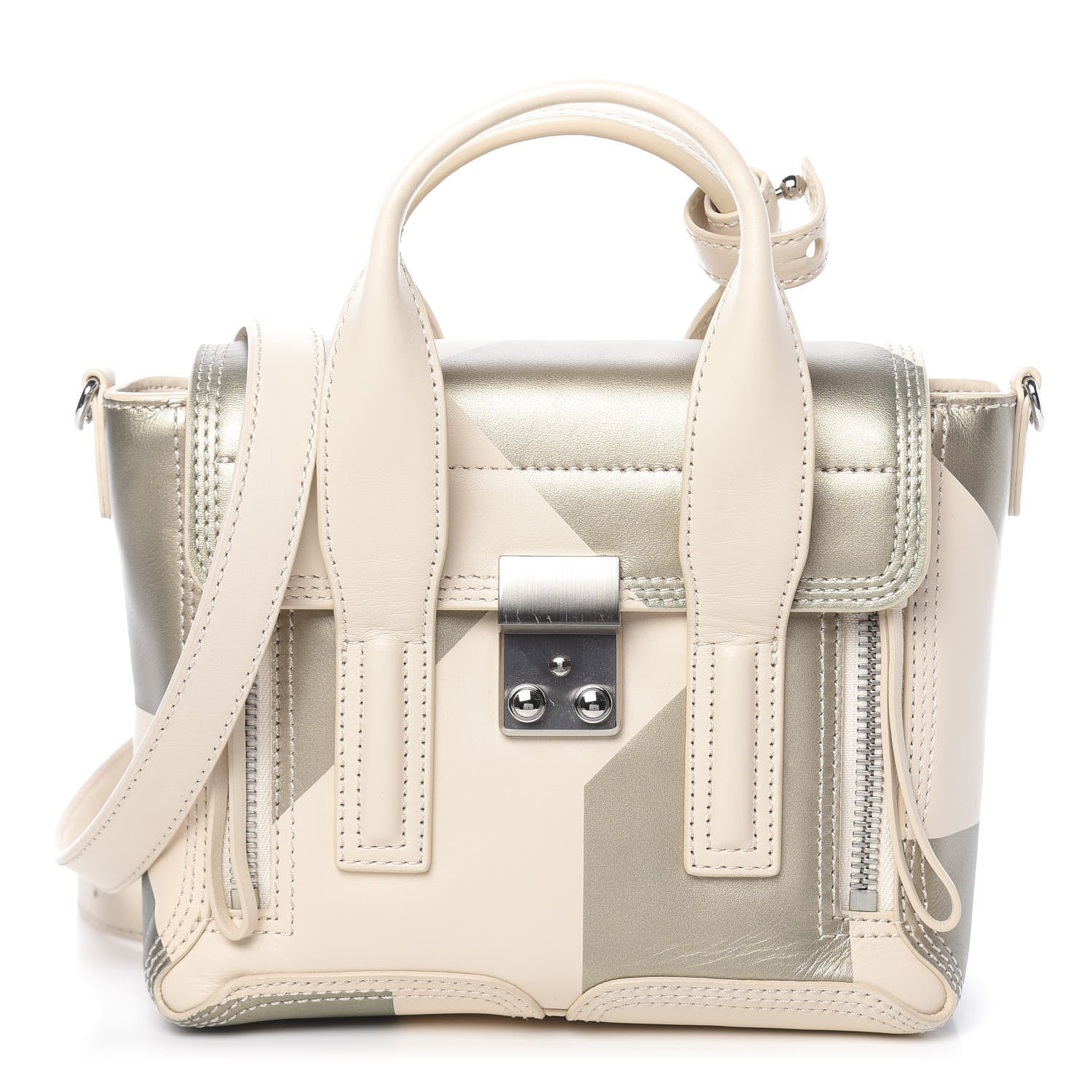 3.1 Phillip Lim 3.1 Calfskin Mini Pashli Trapeze Satchel Powder Champagne 1 of 10