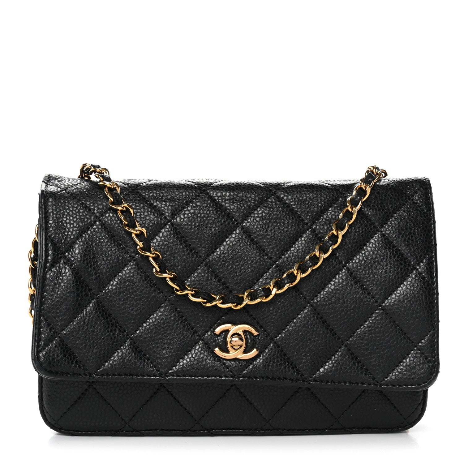 Chanel Caviar Quilted CC Turnlock Wallet On Chain WOC Black 1 of 13