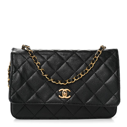 Chanel Caviar Quilted CC Turnlock Wallet On Chain WOC Black 1 of 13