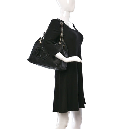 Gucci Pebbled Calfskin Medium Soho Chain Shoulder Bag Black 2 of 13