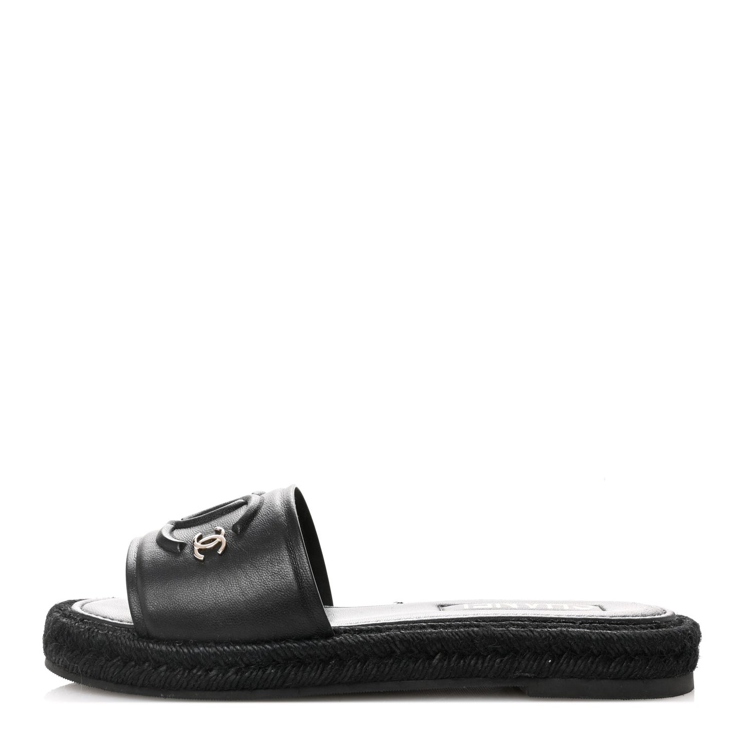 Lambskin Espadrille Mule Sandals 38 Black