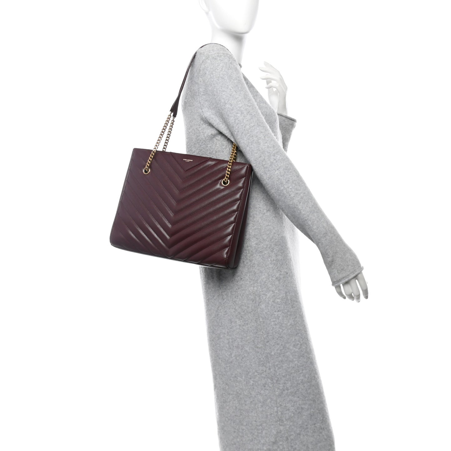 Grain de Poudre Matelasse Chevron Medium Tribeca Shopping Bag Rouge Legion