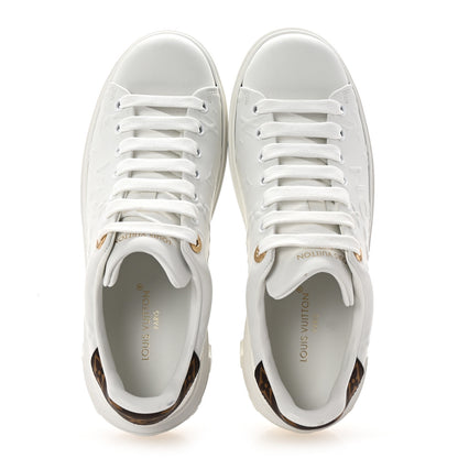 Louis Vuitton Lambskin Embossed Monogram Time Out Sneakers 38 White 2 of 9