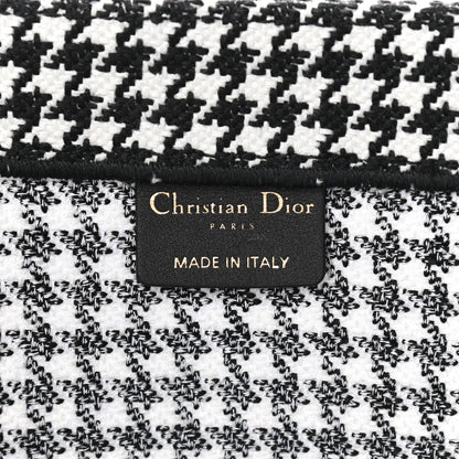 Christian Dior Canvas Houndstooth Embroidered Book Tote Black White 6 of 10