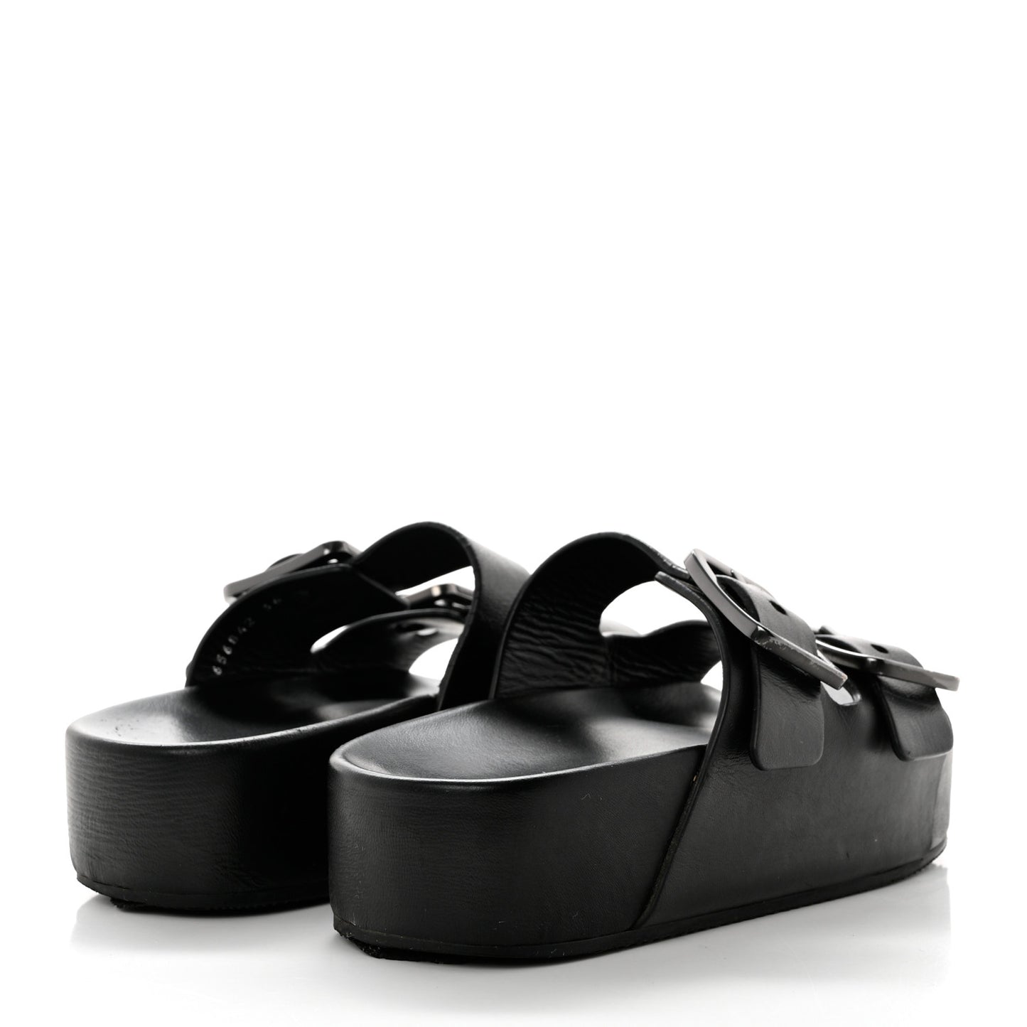 Smooth Nappa Mallorca Platform 50mm Slide Sandals 36 Black
