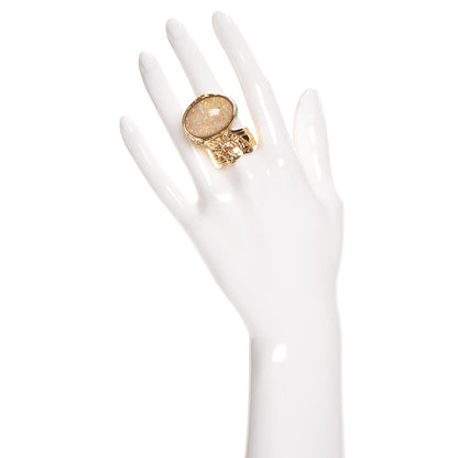 Saint Laurent Glass Cabochon Arty Ovale Ring 8 Gold Beige Clair 2 of 7