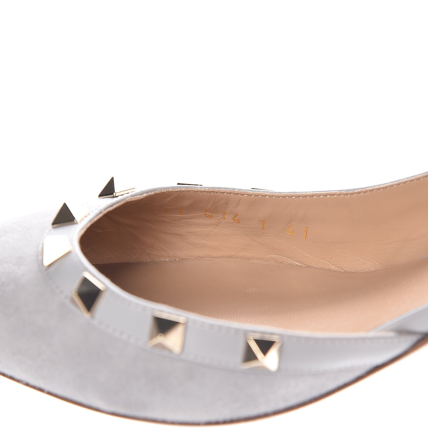 Valentino Garavani Suede Nappa Rockstud Half D'Orsay Slingback 50mm Pumps 41 Pastel Grey 7 of 8