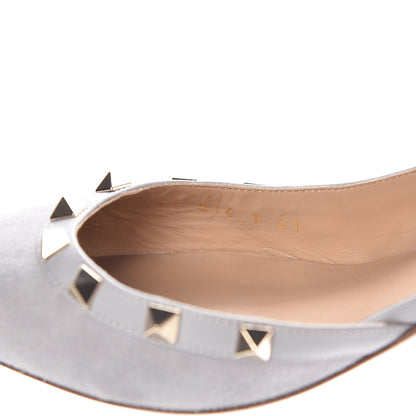 Valentino Garavani Suede Nappa Rockstud Half D'Orsay Slingback 50mm Pumps 41 Pastel Grey 7 of 8