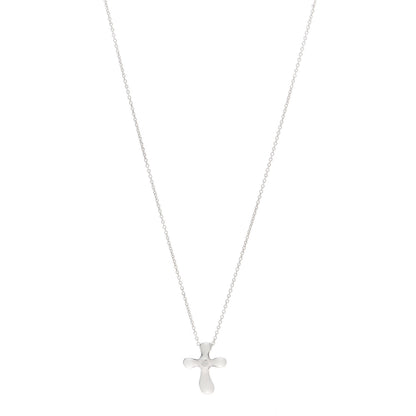 Tiffany Sterling Silver Diamond Elsa Peretti Cross Pendant Necklace 1 of 6