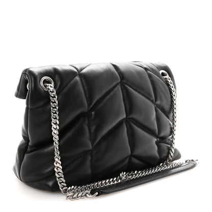 Saint Laurent Lambskin Quilted Small Loulou Puffer Monogram Chain Satchel Black 3 of 9
