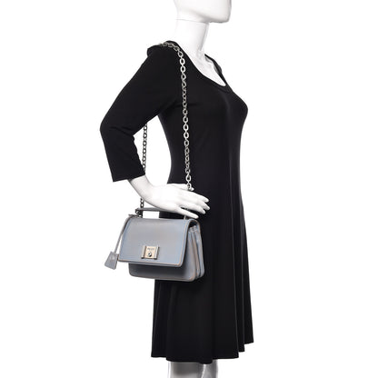 Prada Vitello Vintage Metal Closure Shoulder Bag Light Blue 2 of 18
