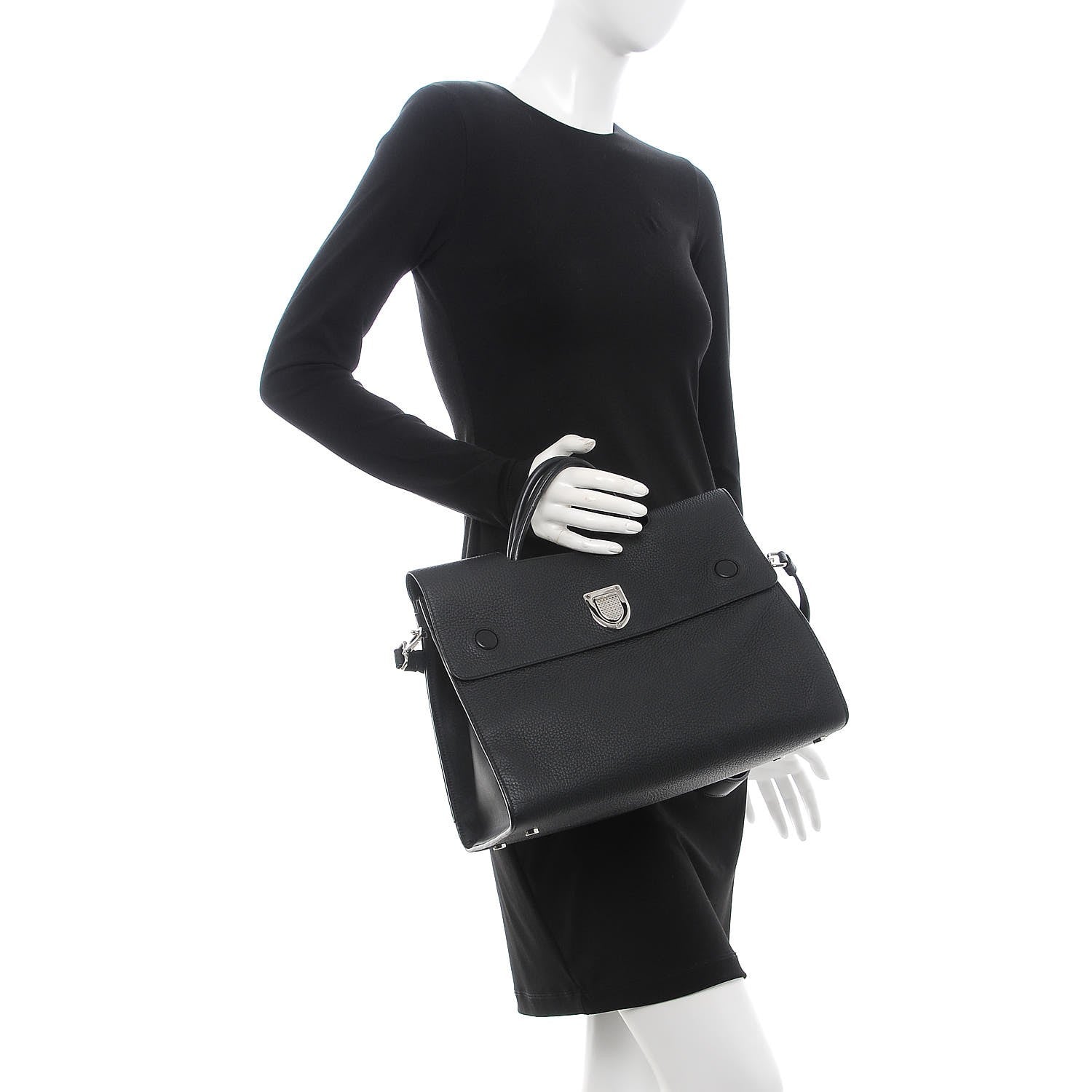 Christian Dior Grained Calfskin Large Diorever Flap Black 3 of 17