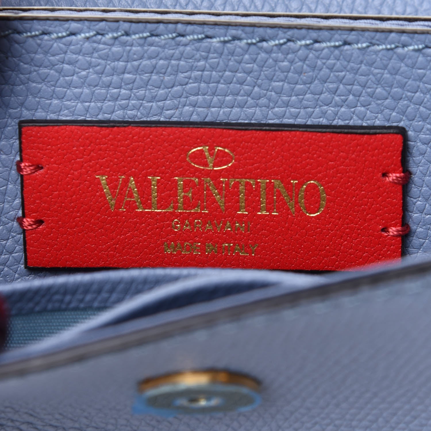 Valentino Garavani Grainy Calfskin VLogo Compact Wallet with Chain Niagara 8 of 9