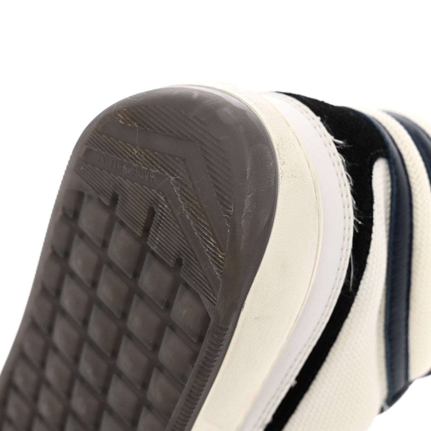 Chanel Suede Fabric Grained Calfskin Womens CC High Top Sneakers 37 White Navy 10 of 21