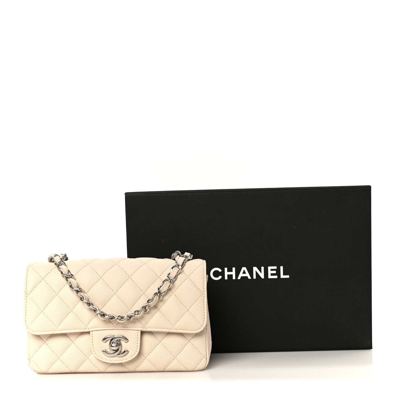 Chanel Caviar Quilted Mini Rectangular Flap Light Beige 12 of 12