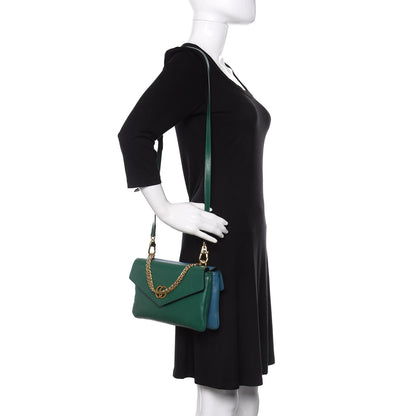 Gucci Calfskin Medium Thiara Double Envelope Shoulder Bag Blue Green 2 of 10