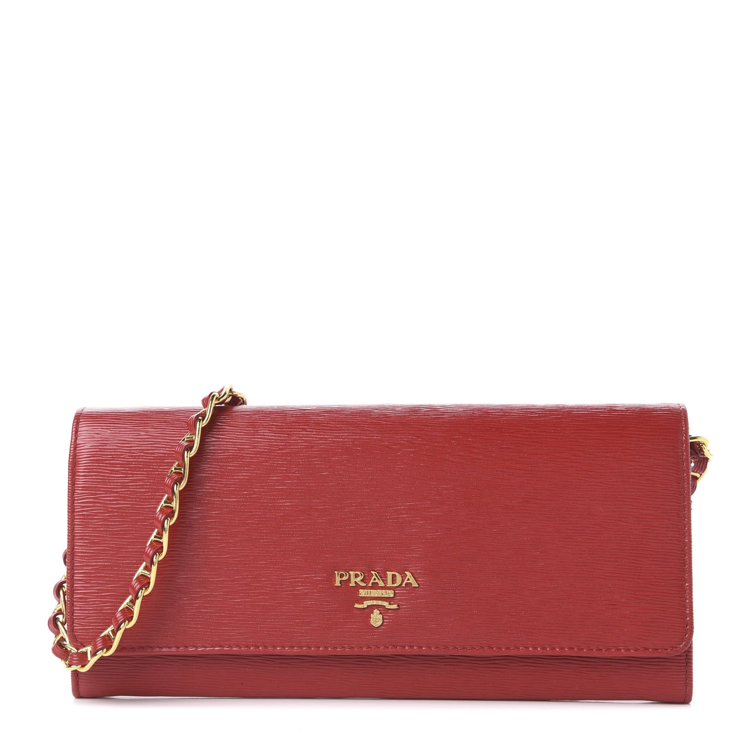 Saffiano Metal Oro Chain Wallet Fuoco
