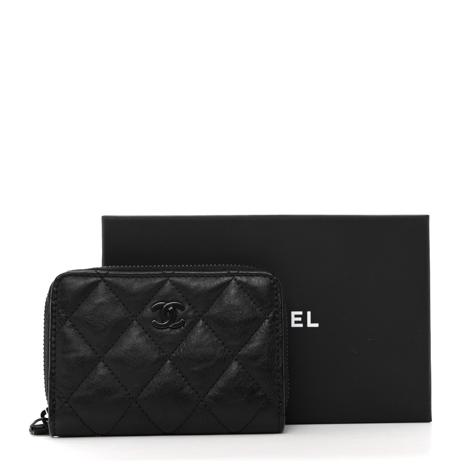 Chanel Calfskin Quilted Zip Coin Purse So Black 3 of 8