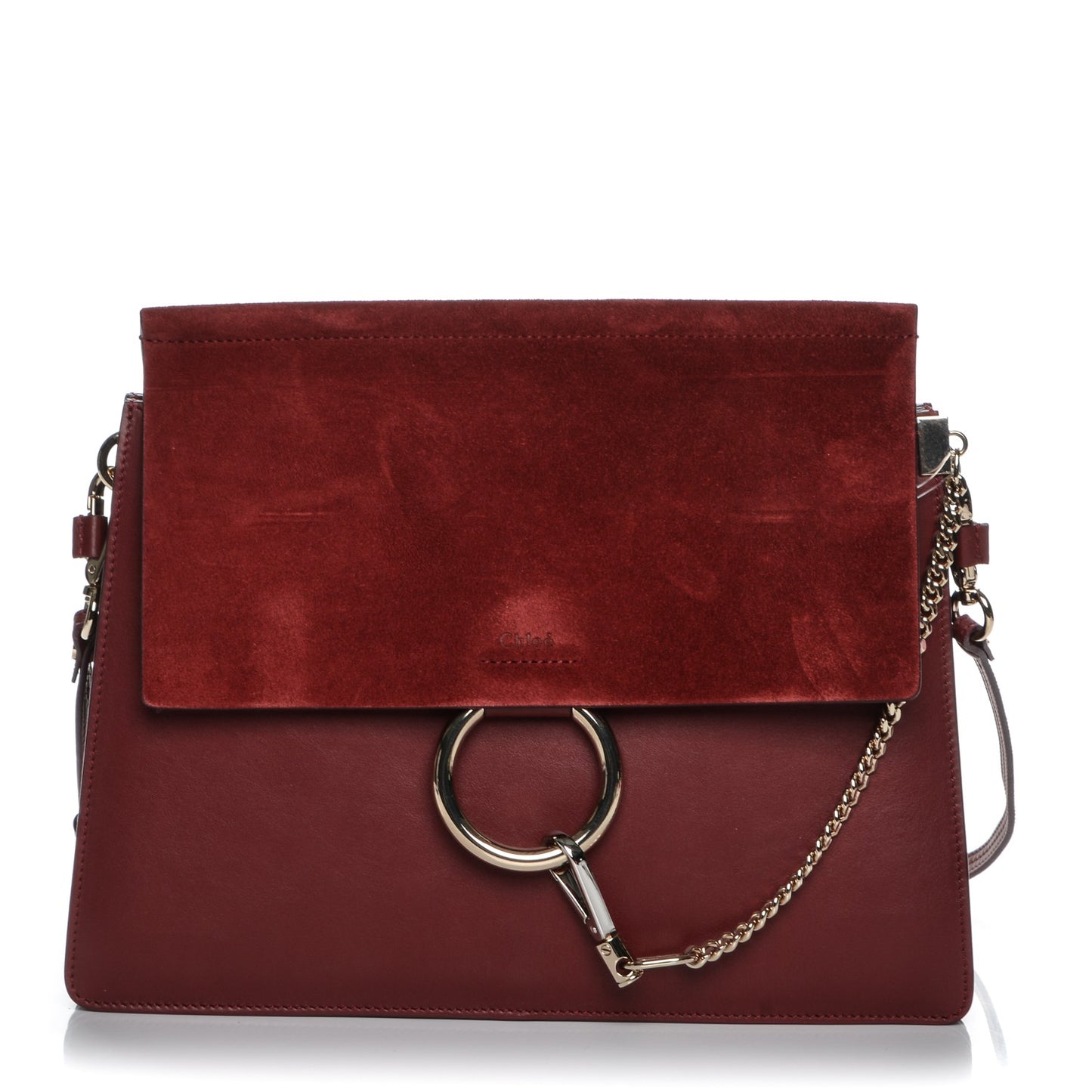 Calfskin Suede Medium Faye Shoulder Bag Plum Purple